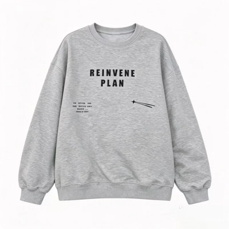 Unisex Oversize-Sweatshirt mit Rundhalsausschnitt, Statement-Print und French-Terry-Innenfutter Drune