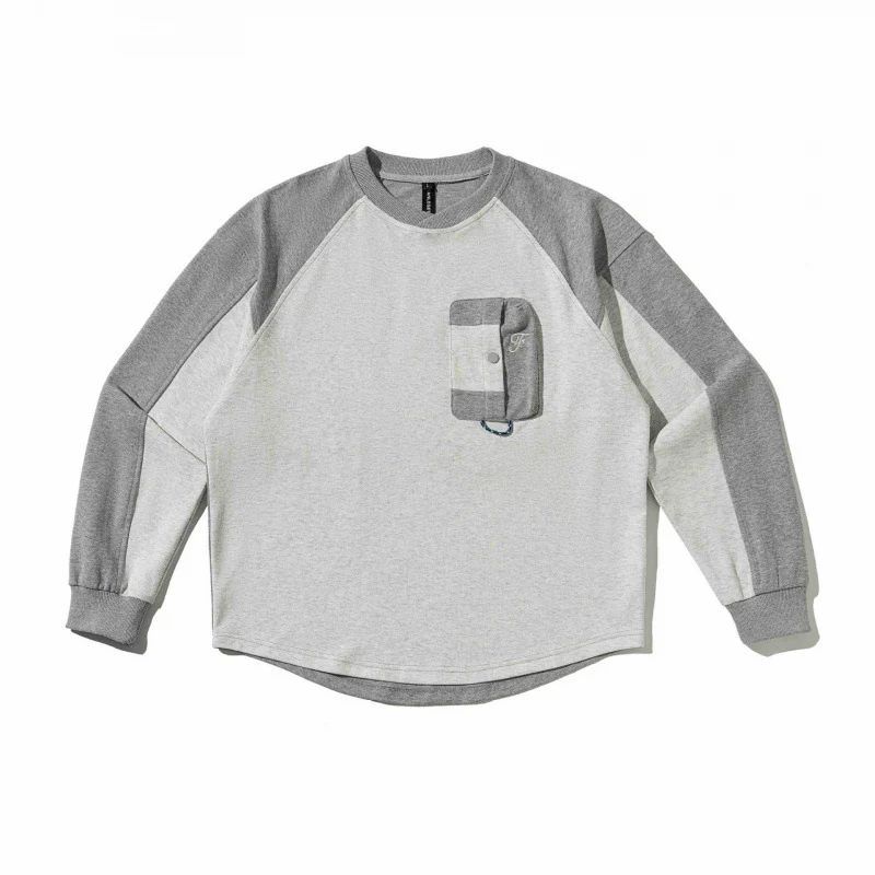 Unisex Oversize-Sweatshirt mit Raglanärmeln, zweifarbigen Einsätzen und Utility-Brusttasche Drune