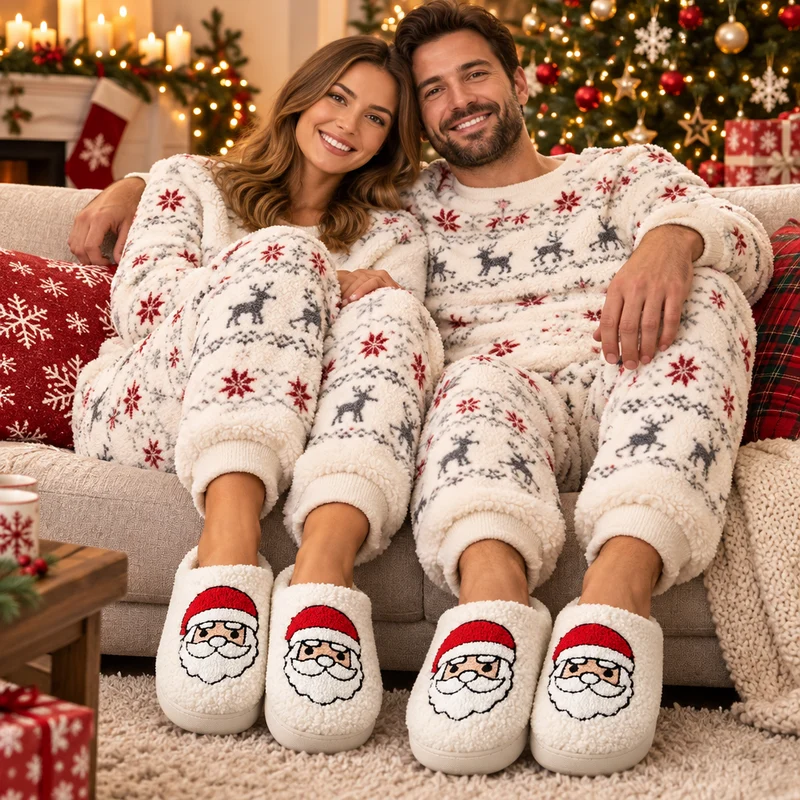 Kuschelige Weihnachtsmann-Hausschuhe für alle – Warme Plüschschuhe für die Feiertage