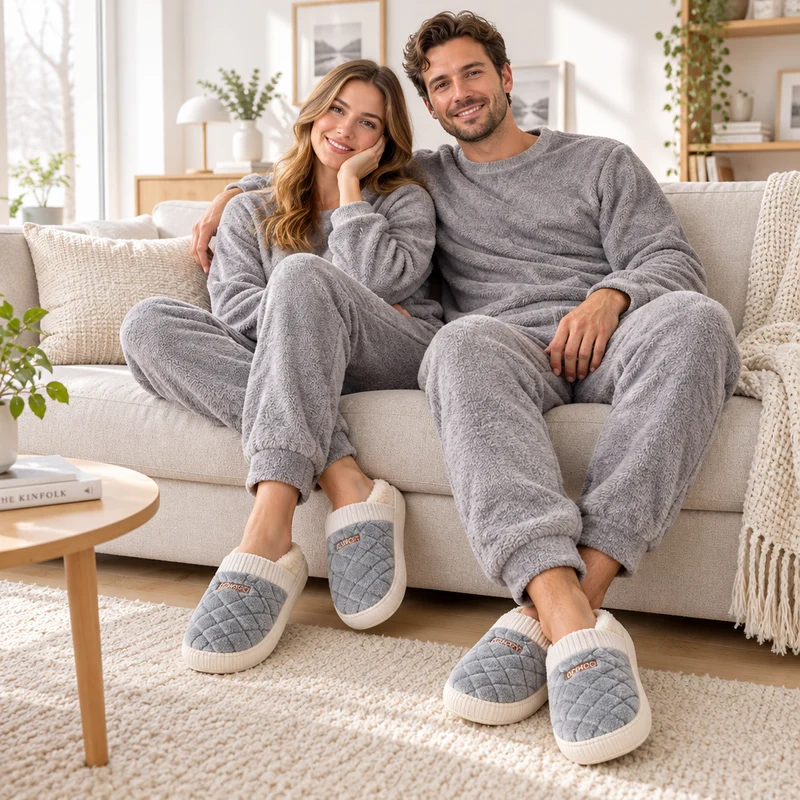 Plüschige, rutschfeste Kuschelpantoffeln für Paare: Gemeinsam winterlichen Komfort genießen