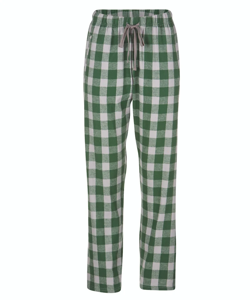 Girls/Children Brushed Green Check Pyjama Bottoms