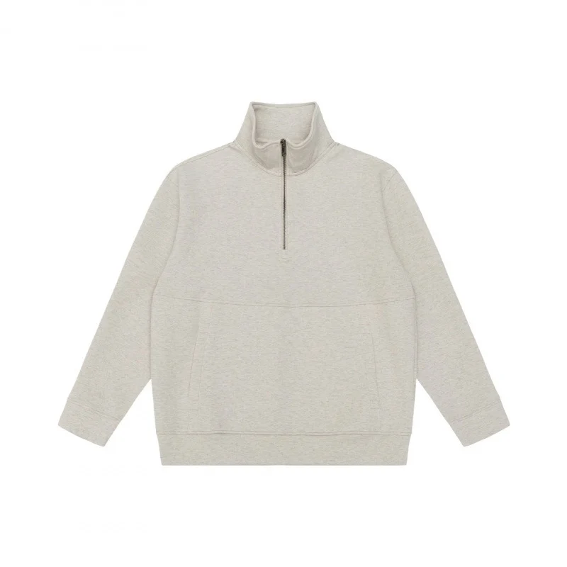 Unisex Oversize-Sweatshirt mit halbem Reißverschluss, Stehkragen und Kängurutasche Drune